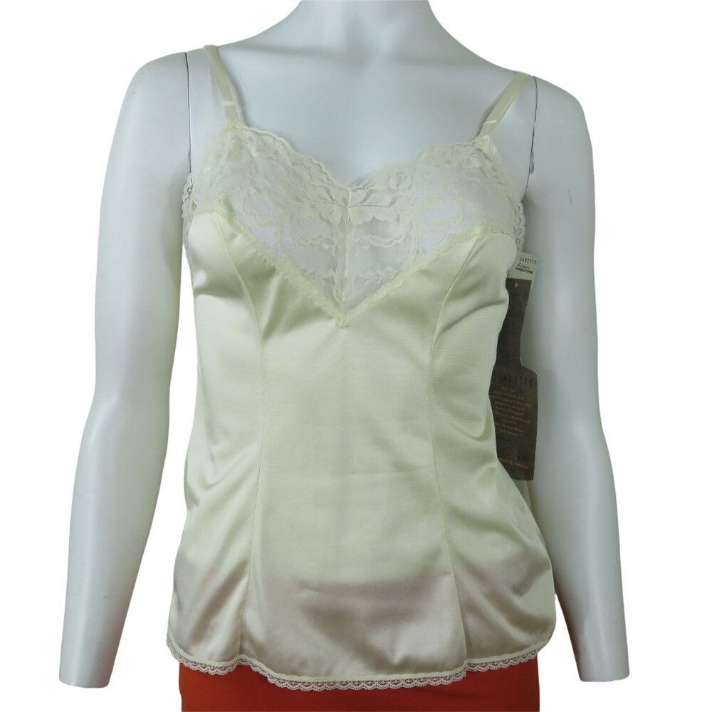 Vintage 80s VASSARETTE Camisole Slip Tank Top S Nylon Lingerie USA New Old Stock